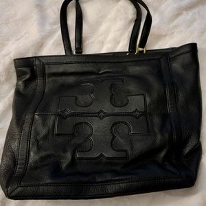Tory Burch Black Leather Tote Shoulder Bag